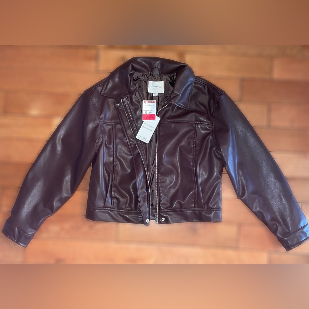 COPY - Stoosh Brown Cropped Faux Leather Jacket